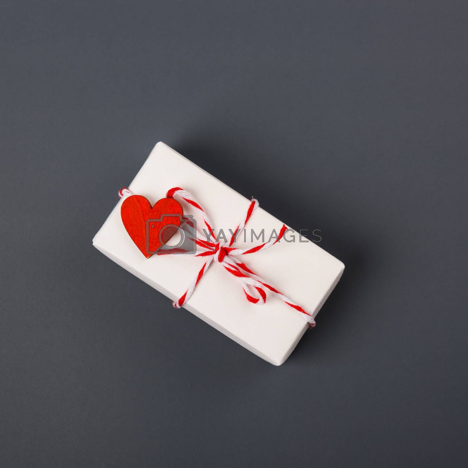 Royalty free image of Valentine's day Concept, flat lay top view, White Gift Box and R by Sorapop