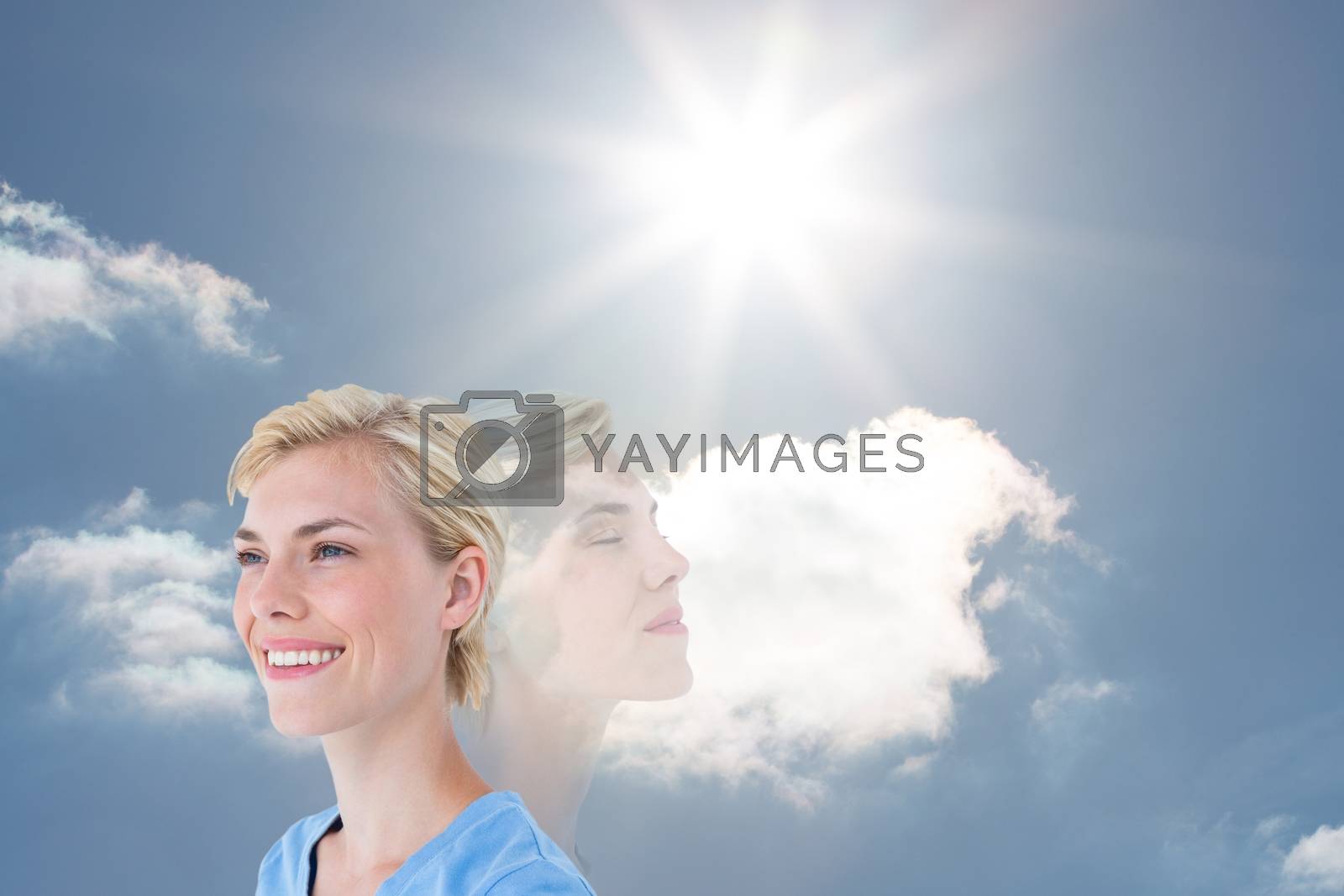 Royalty free image of Focus on smiling womans face by Wavebreakmedia