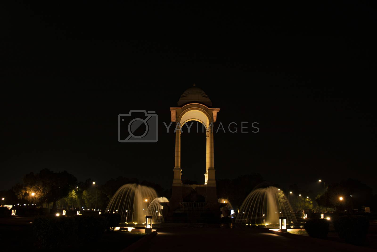 Royalty free image of India Gate Park New Delhi India dark night view by iampbharti