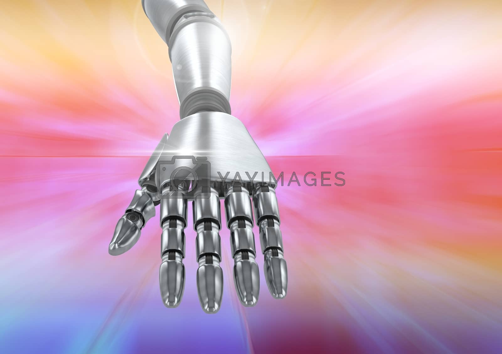 Royalty free image of Composite image of robotic hand against a colorful background by Wavebreakmedia