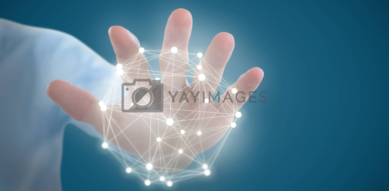 Royalty free image of Composite image of cropped hand of man over invisible screen by Wavebreakmedia