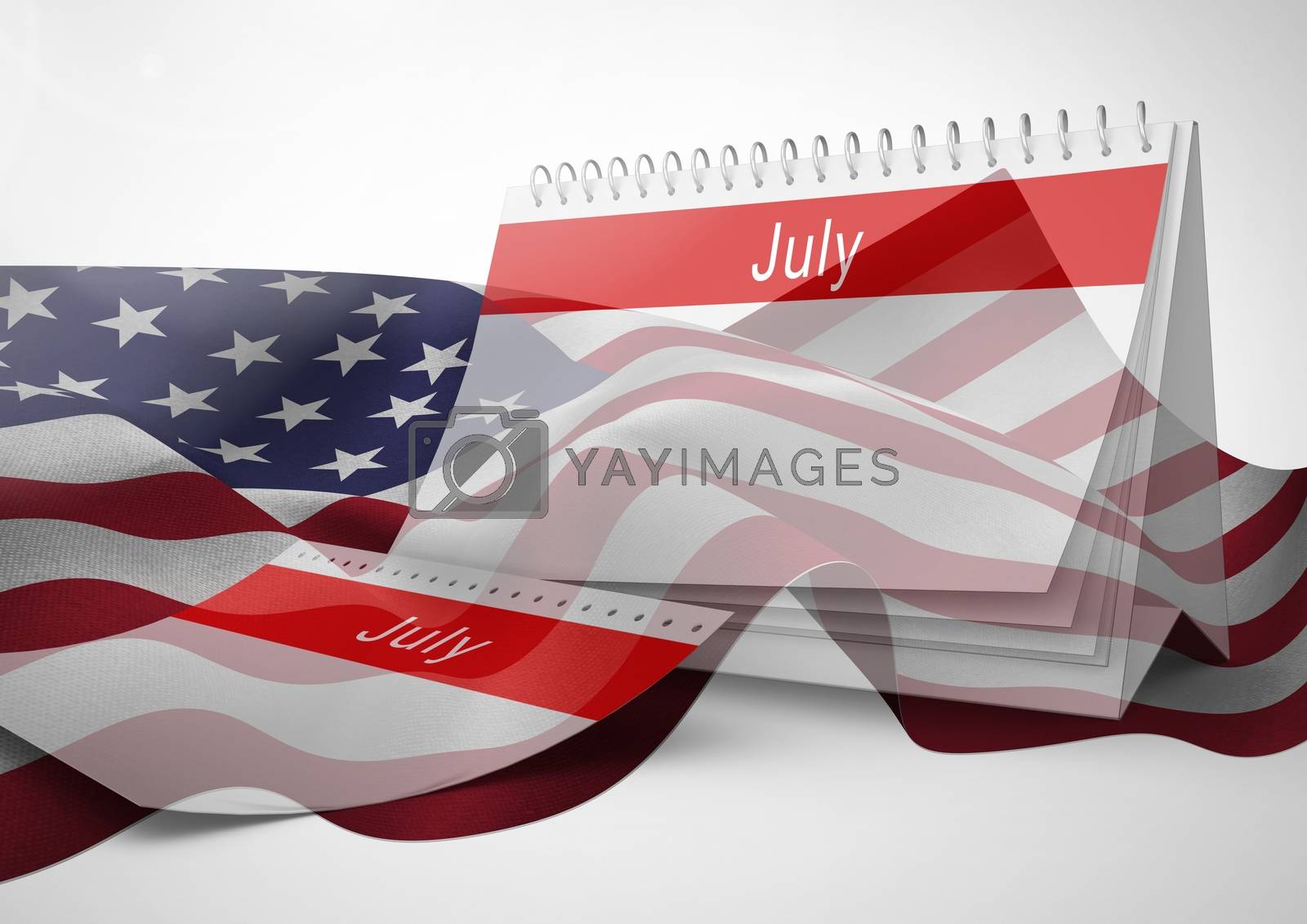 Royalty free image of July calendar against american flag by Wavebreakmedia