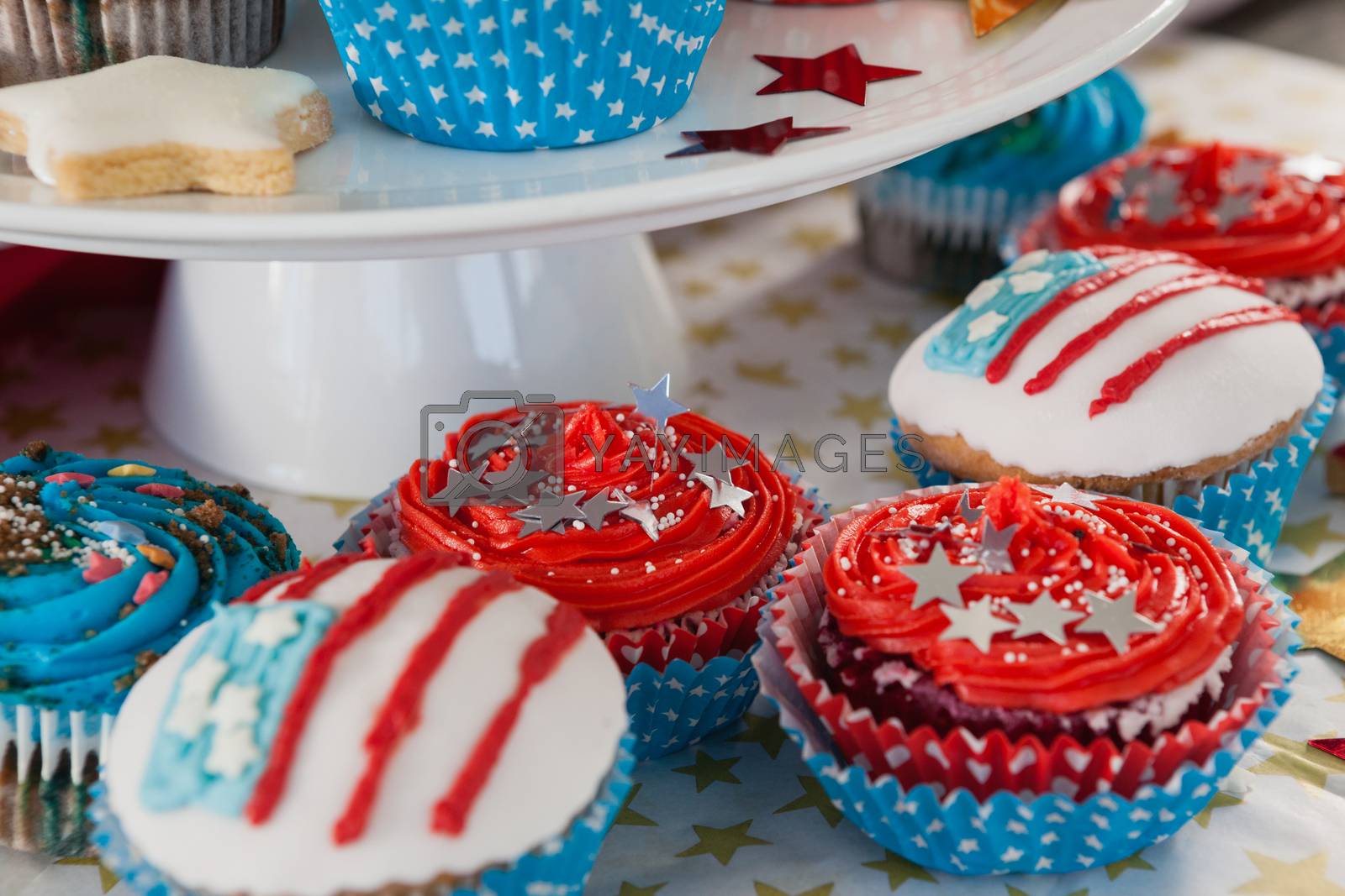 Royalty free image of Close-up of decorated cupcakes by Wavebreakmedia
