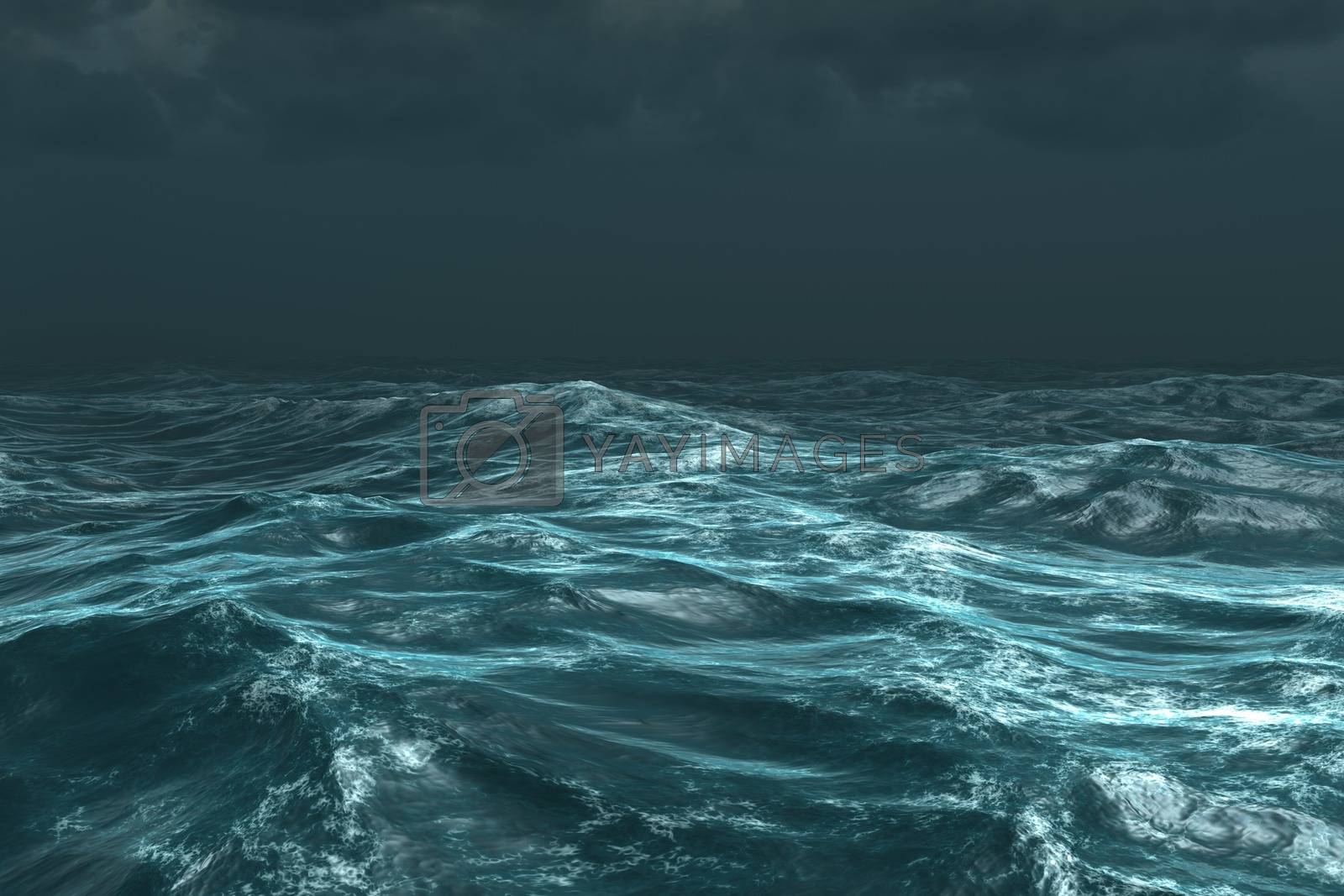 Royalty free image of Rough stormy ocean under dark sky by Wavebreakmedia