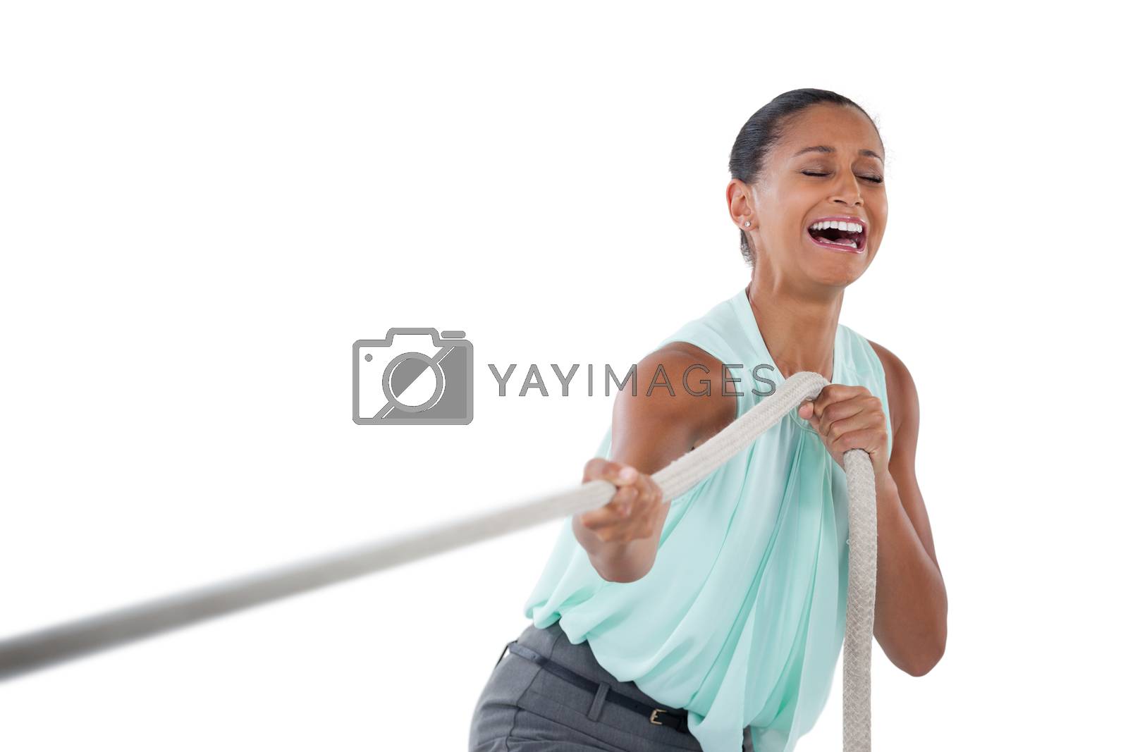 Royalty free image of Businesswoman pulling the rope by Wavebreakmedia