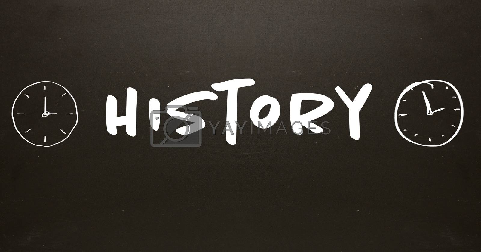 Royalty free image of History text with time clocks on blackboard by Wavebreakmedia