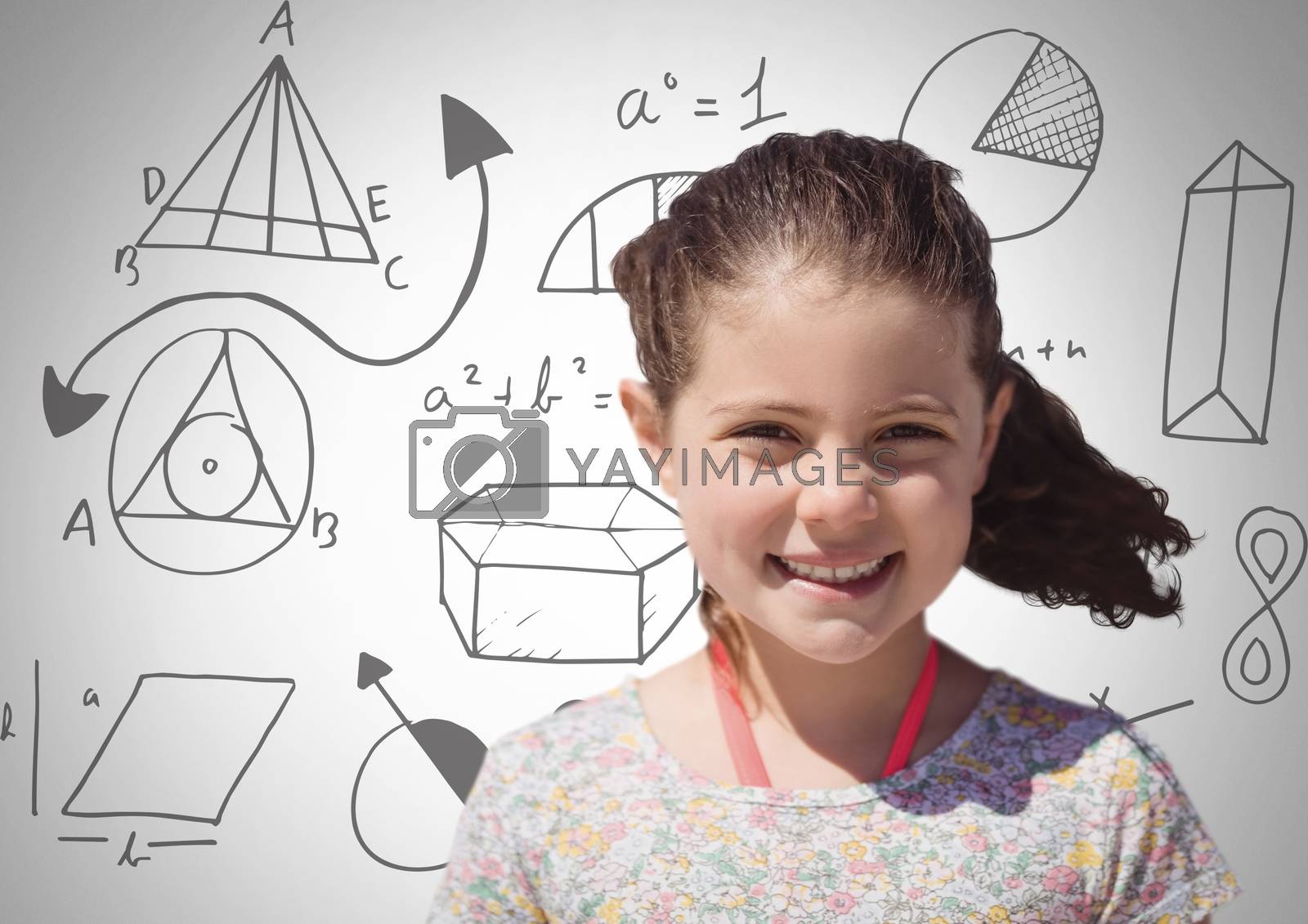 Royalty free image of Schoolgirl with math drawings by Wavebreakmedia