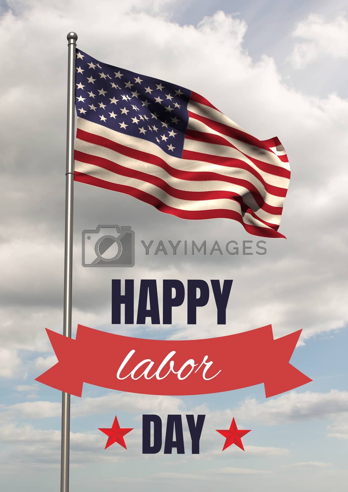 Royalty free image of Labor day text over US flag by Wavebreakmedia