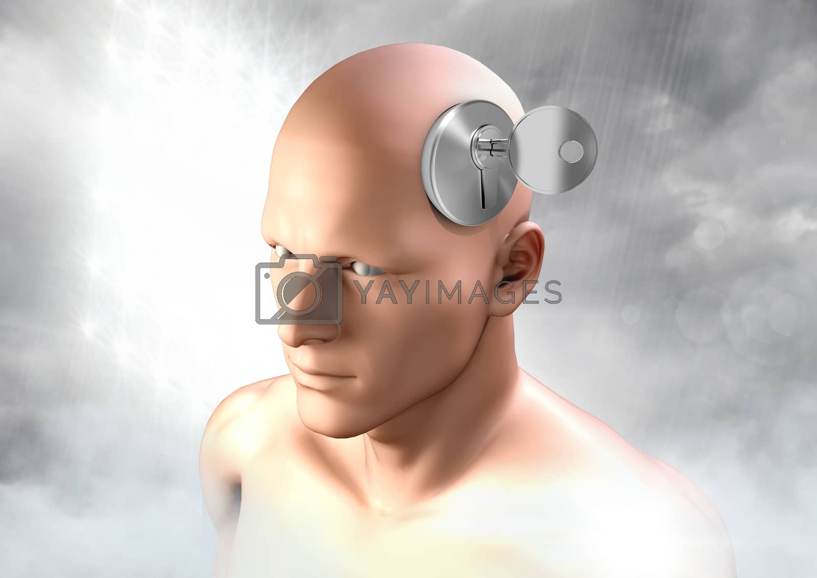 Royalty free image of Key unlocking the surreal imagination of 3D mans head by Wavebreakmedia