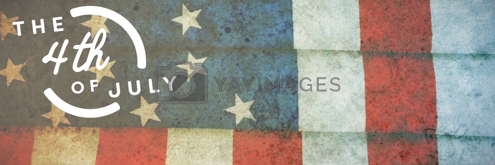 Royalty free image of Composite image of colorful happy 4th of july text against white background by Wavebreakmedia
