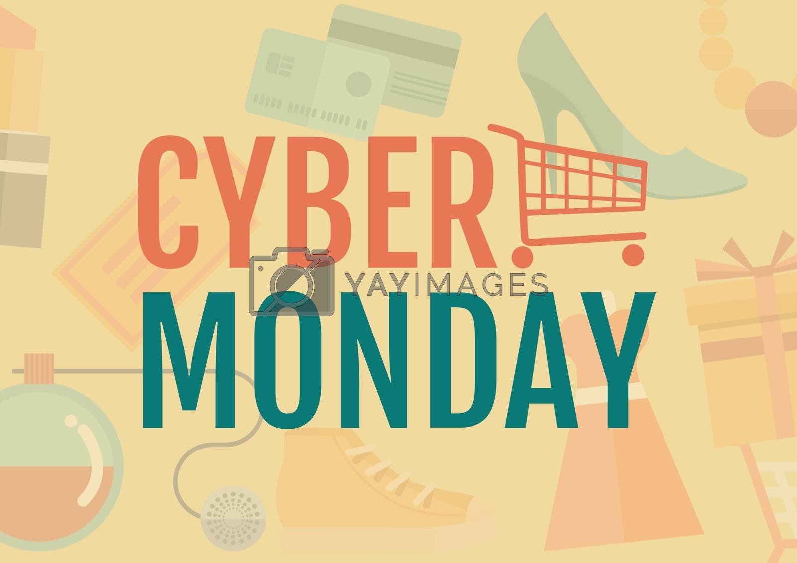 Royalty free image of Cyber Monday Sale with illustrated elements in orange and green by Wavebreakmedia
