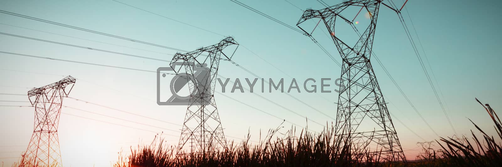 Royalty free image of The evening electricity pylon silhouette by Wavebreakmedia