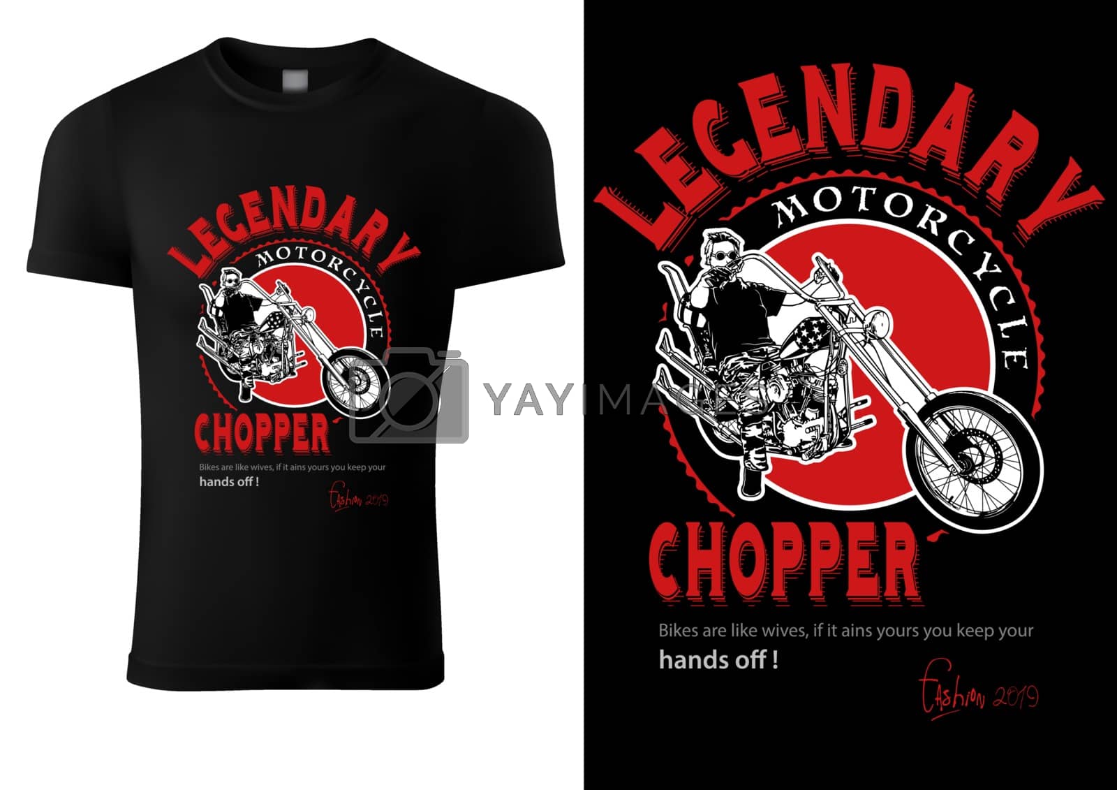 Royalty free image of Black T-shirt Design with Motorcyclist by illustratorCZ