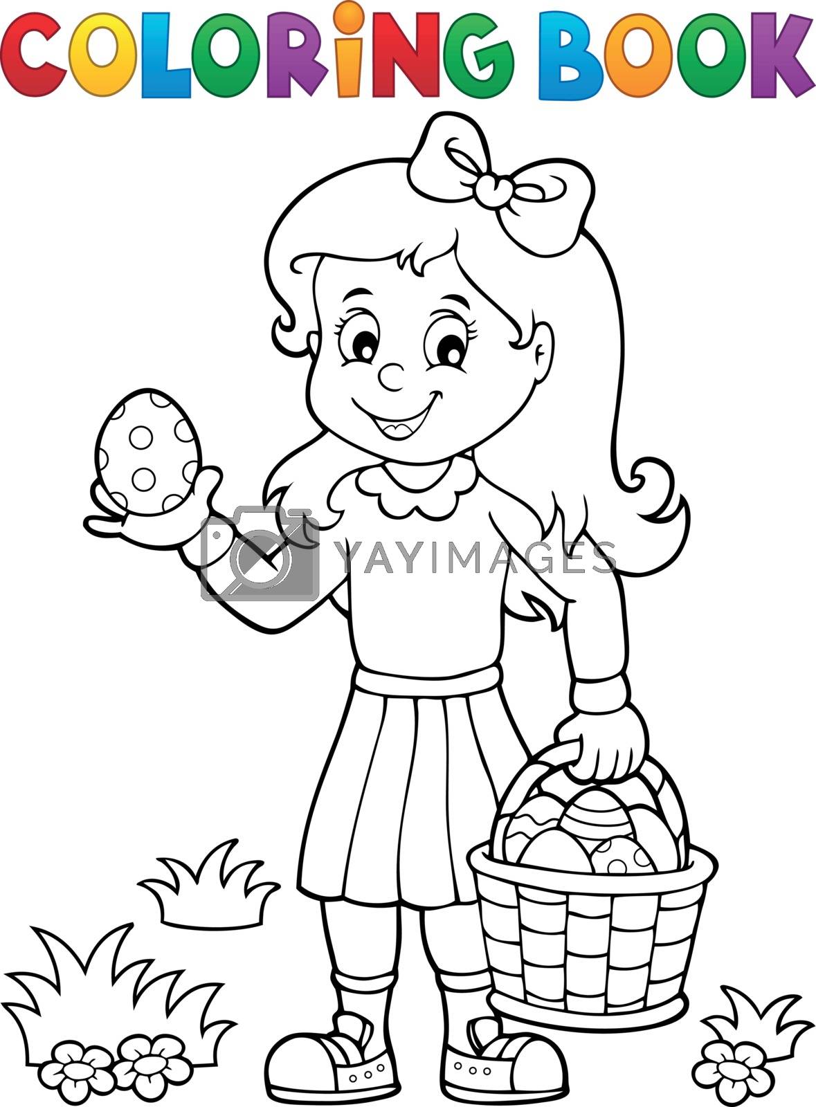 Royalty free image of Coloring book girl with Easter eggs 1 by clairev