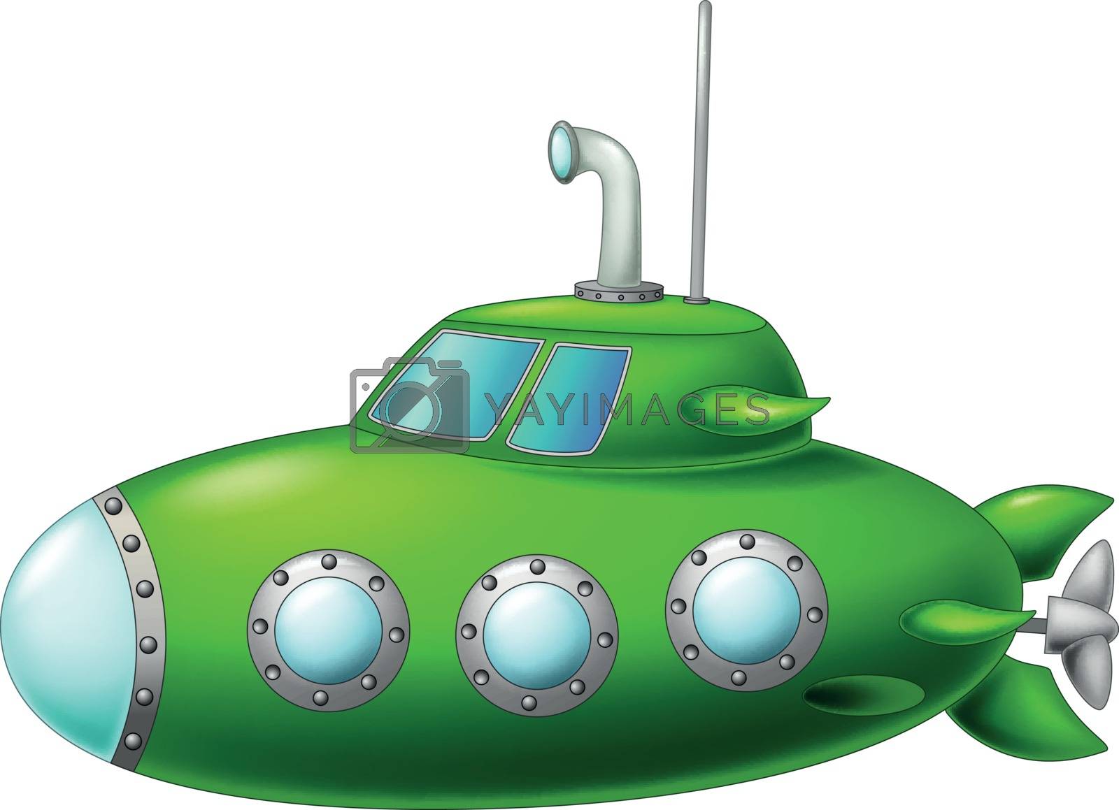 Royalty Free Vector | Green Submarine Cartoon by sujono
