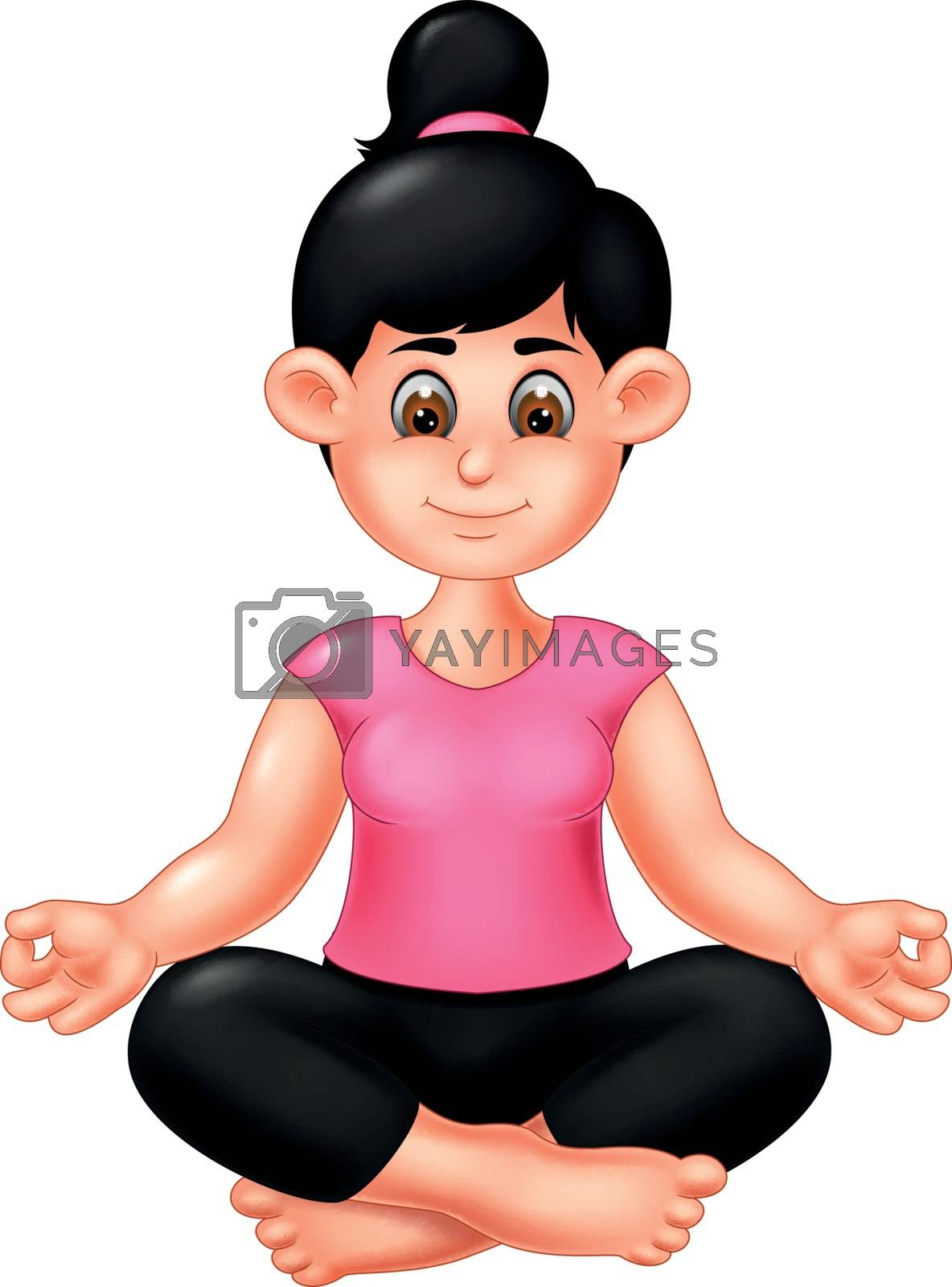 Royalty Free Vector | Cute Girl Sitting While Doing Yoga Meditation Cartoon  by sujono