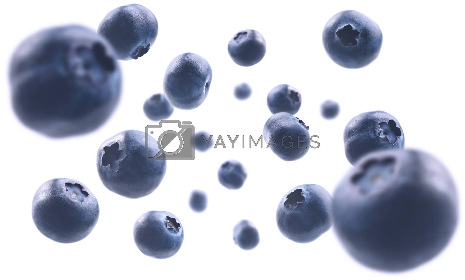 Royalty free image of Ripe blueberries levitate on a white background by butenkow