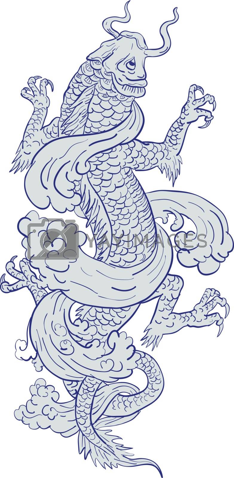 Royalty free image of Koi Carp Transforming Into Dragon Tattoo Drawing by patrimonio