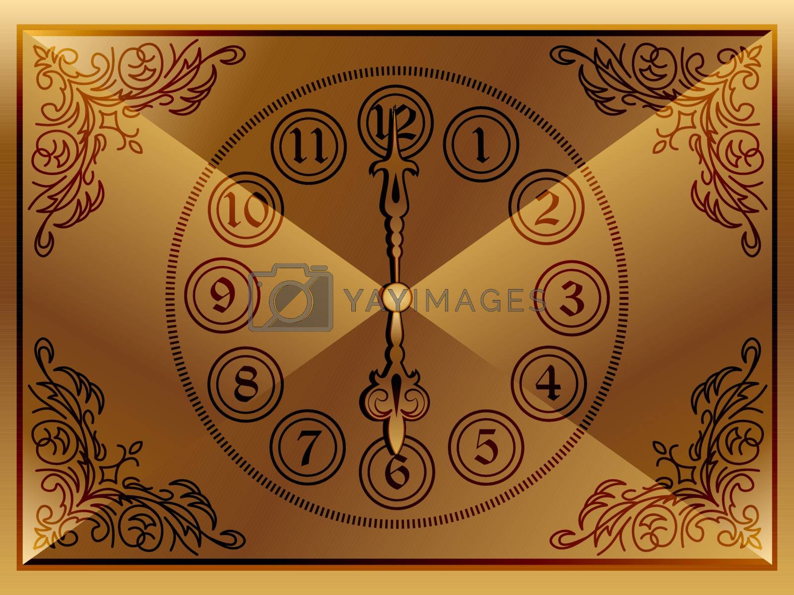 Royalty free image of Realistic vintage golden clock with ornate tracery by paranoido