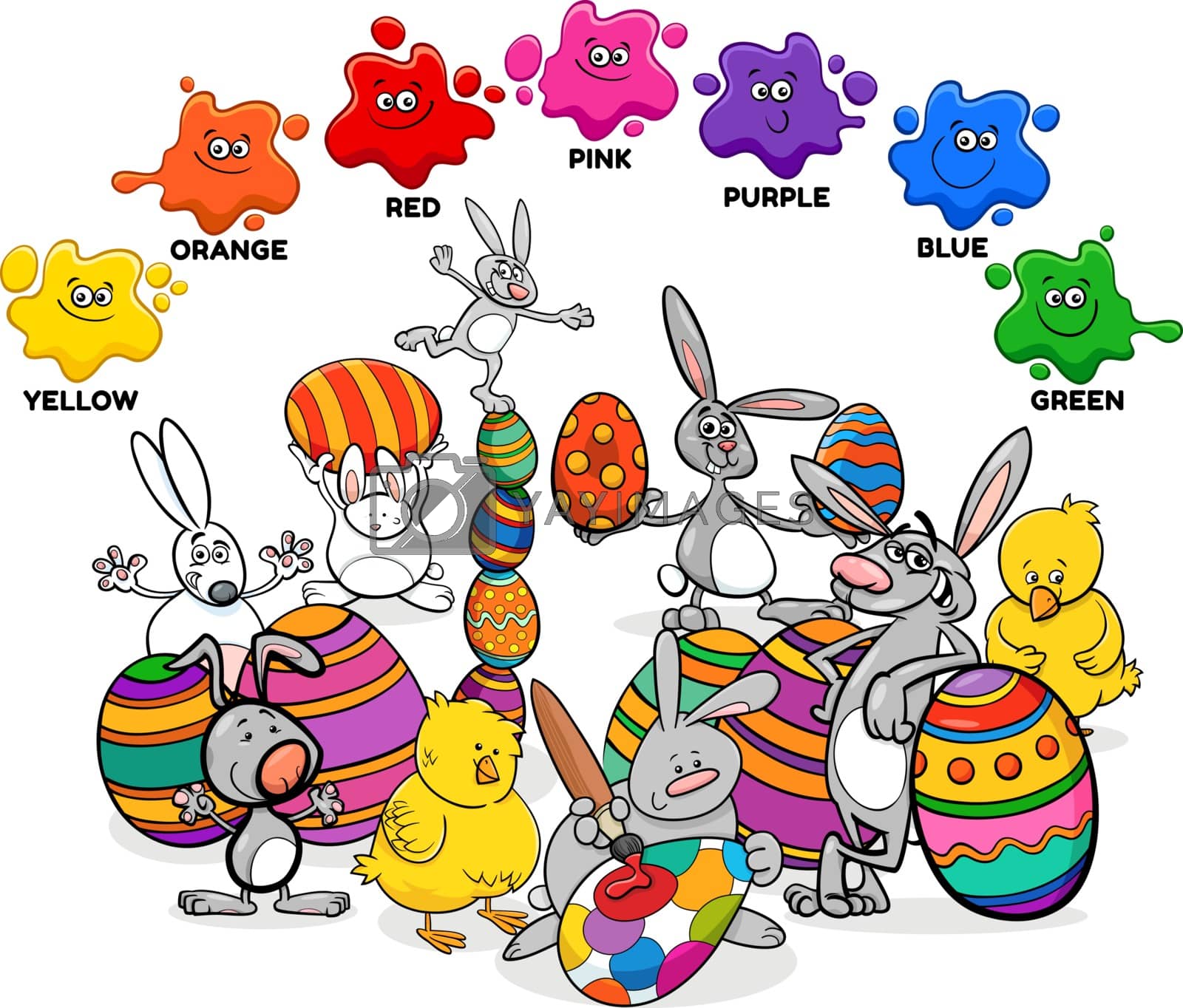 Royalty free image of basic colors with Easter characters group by izakowski