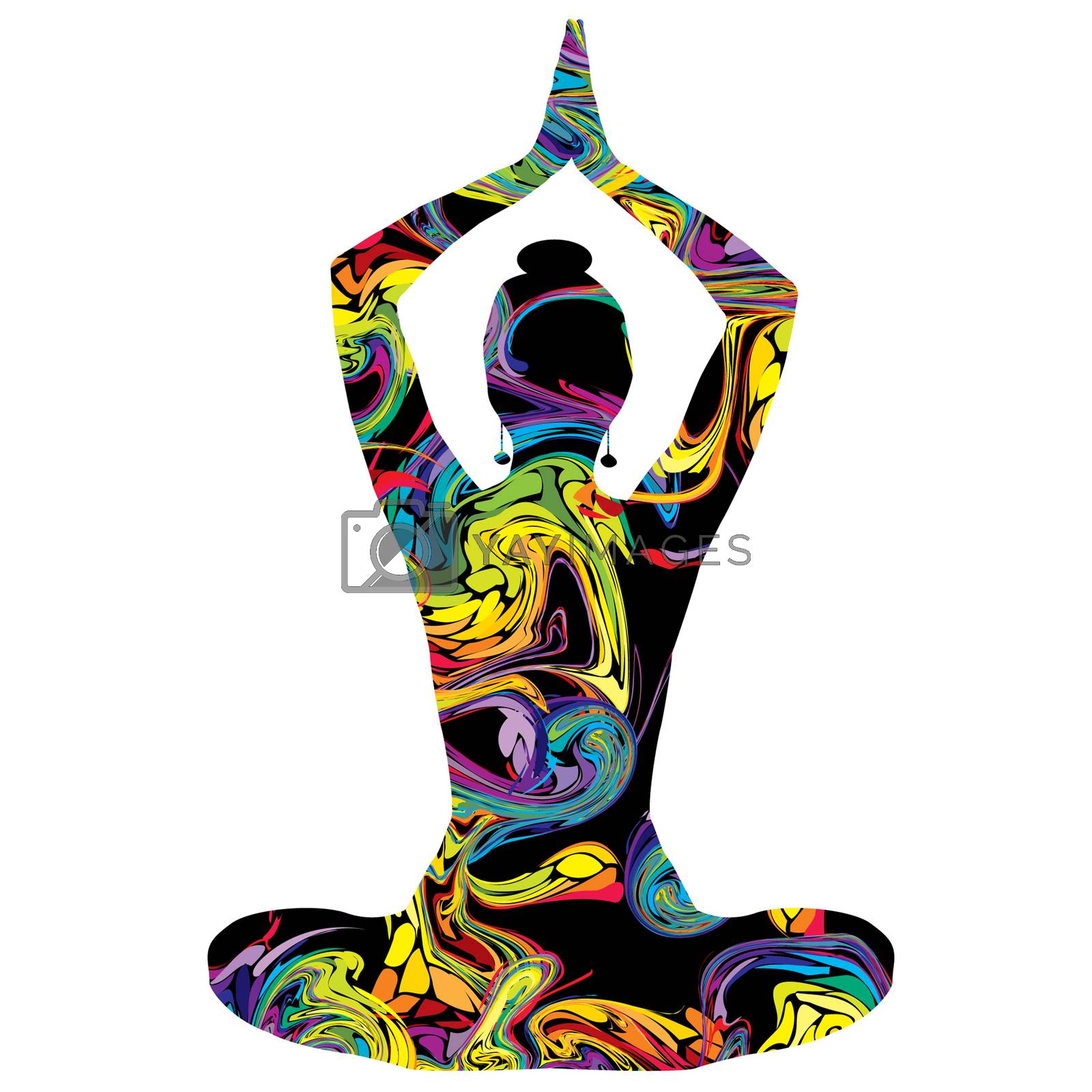 Royalty free image of Colorful woman silhouette in yoga pose by hibrida13