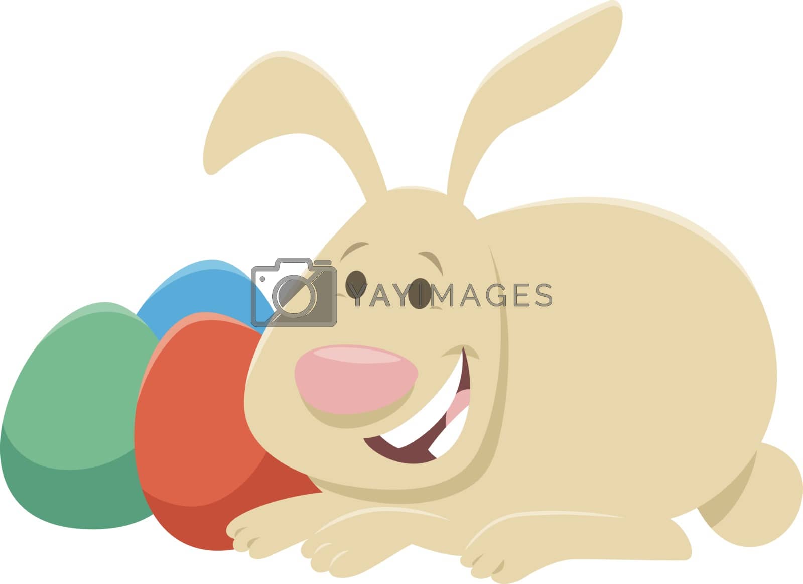 Royalty free image of cartoon Easter bunny with painted Easter eggs by izakowski