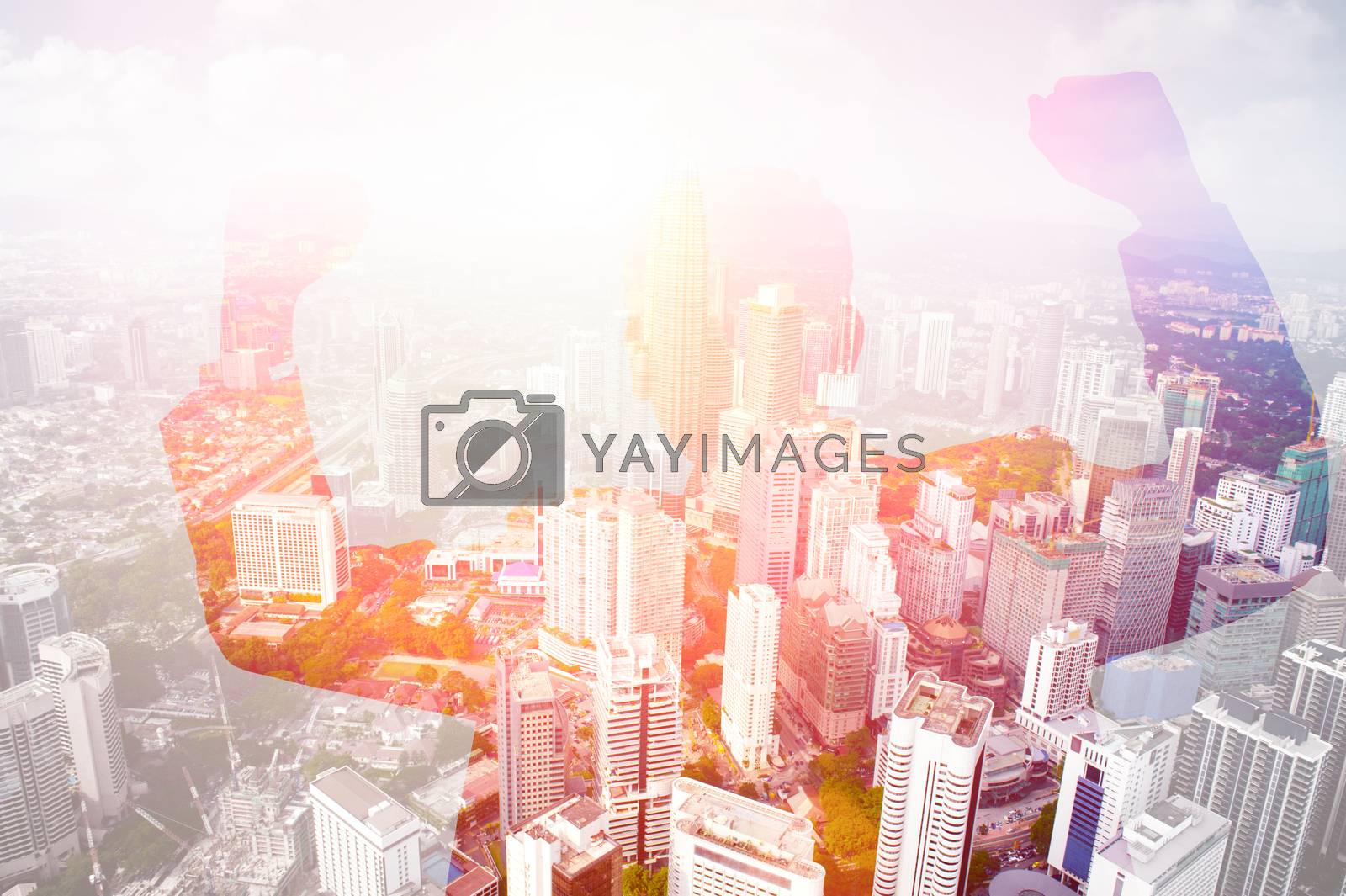 Royalty free image of Double exposure of business man and cityscape. by szefei