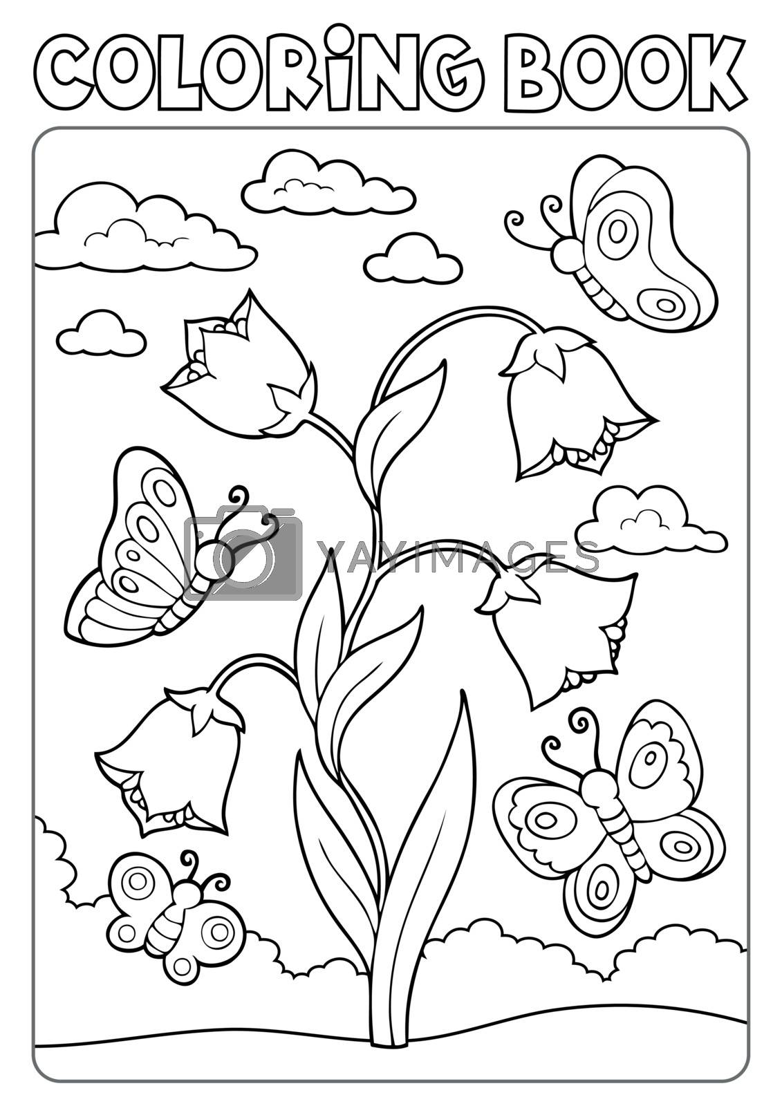 Royalty free image of Coloring book bellflower and butterflies by clairev