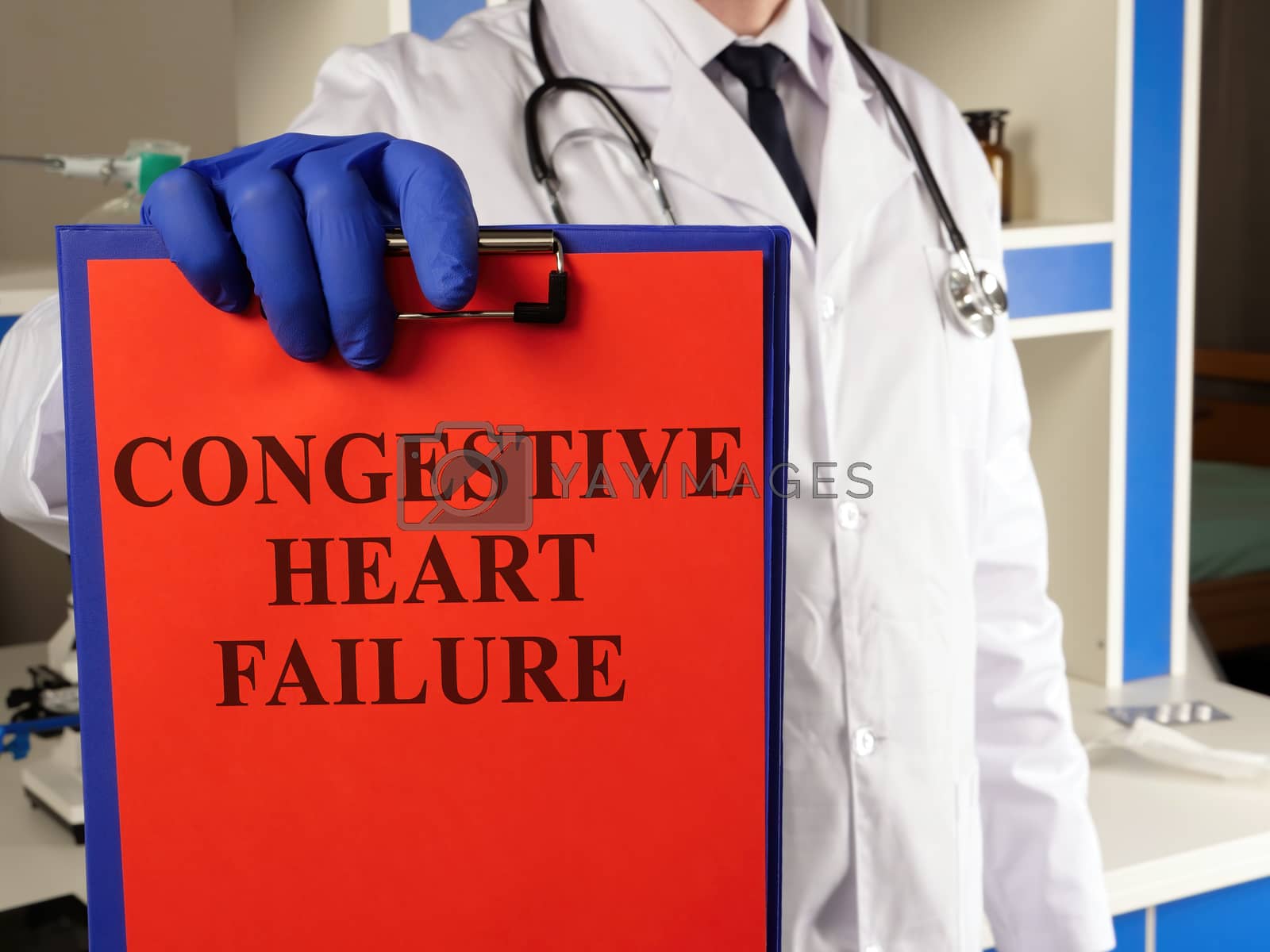 Royalty free image of Doctor shows diagnosis Congestive heart failure CHF. by designer491