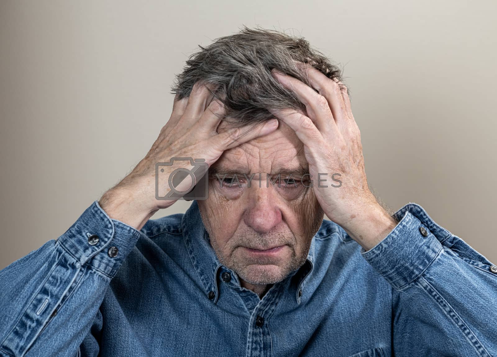 Royalty free image of Senior caucasian elderly retiree looking depressed and anxious by steheap