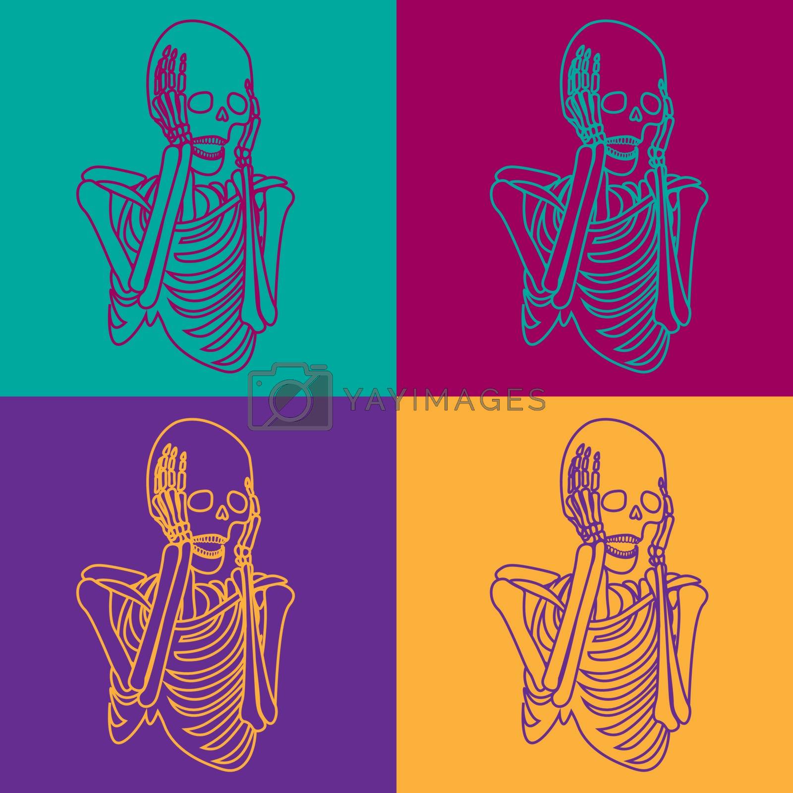 Royalty free image of Spooky pattern with colorful screaming skeletons by paranoido