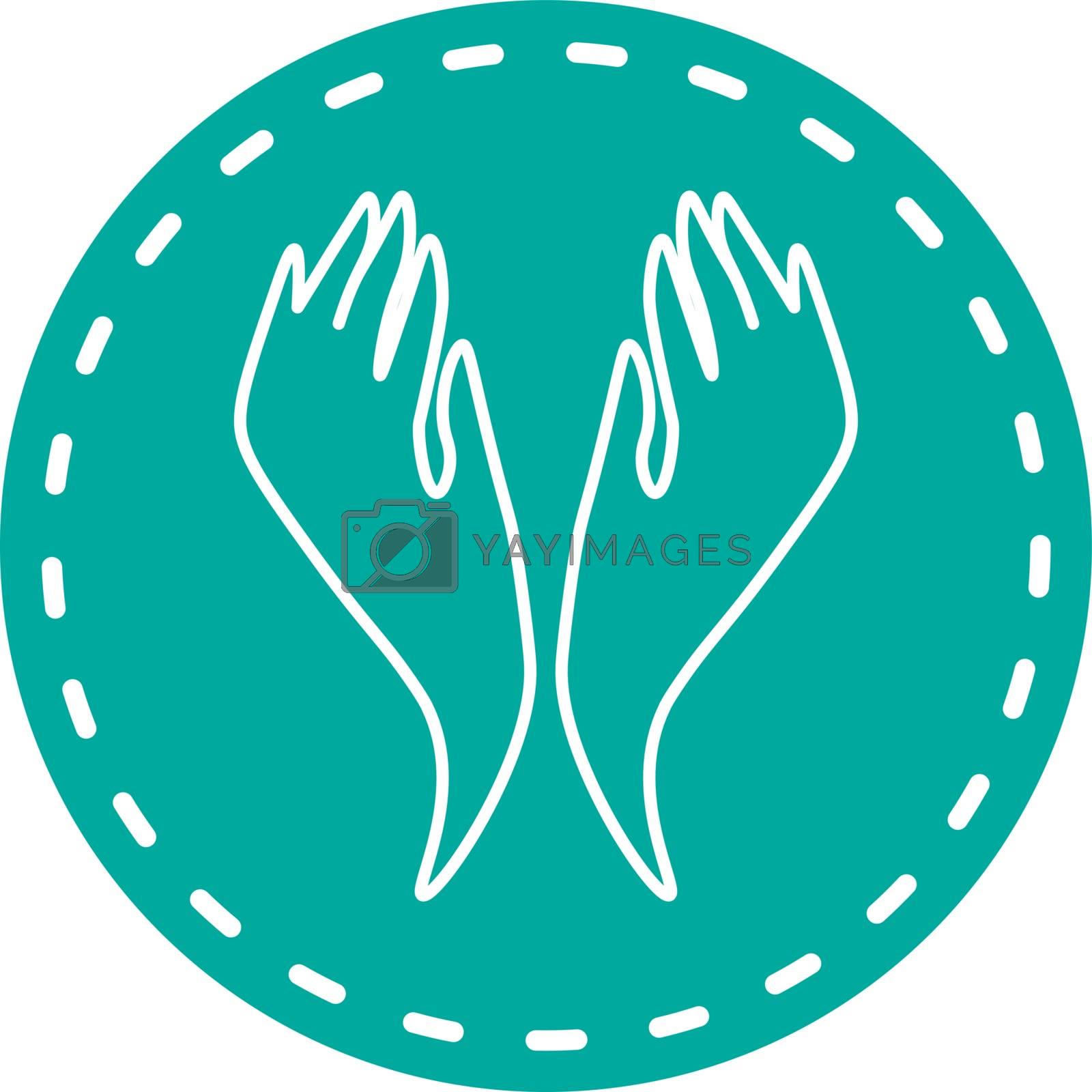 Royalty free image of Turquoise icon with two abstract hands up by paranoido