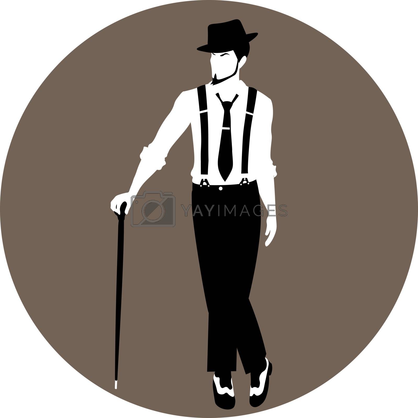 Royalty free image of faceless vintage man standing with a cane by paranoido