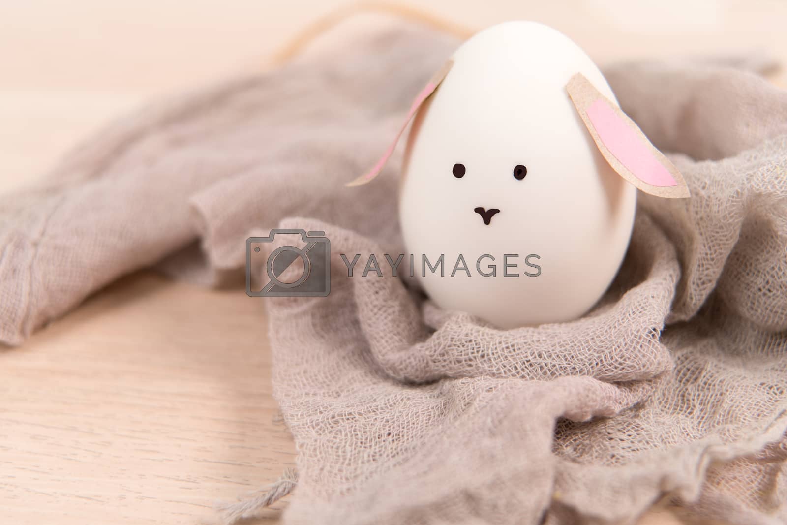 Royalty free image of Happy easter, cute bunny organic easter egg, easter holiday deco by psodaz