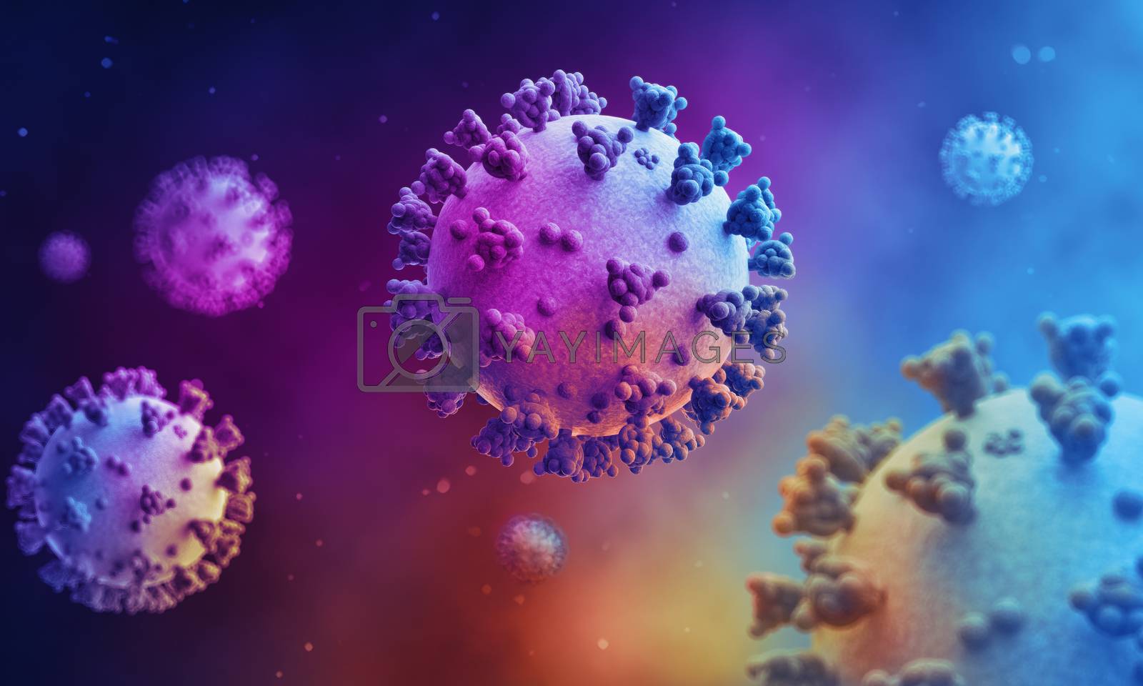 Royalty free image of Render of the virus model on a colorful background. by Artlex