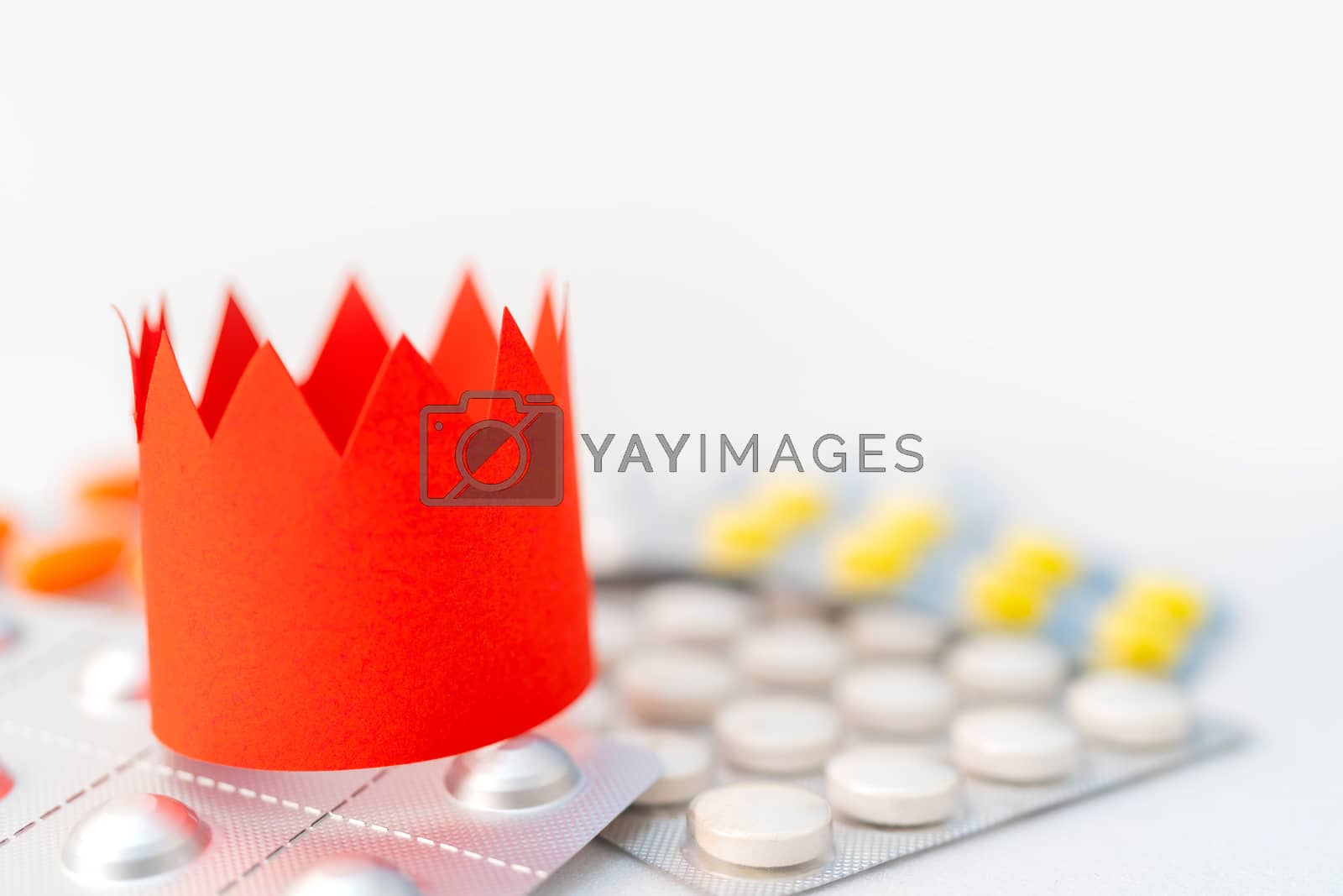 Royalty free image of Coronavirus treatment with pharmaceuticals. Sale of pills in pha by sandipruel
