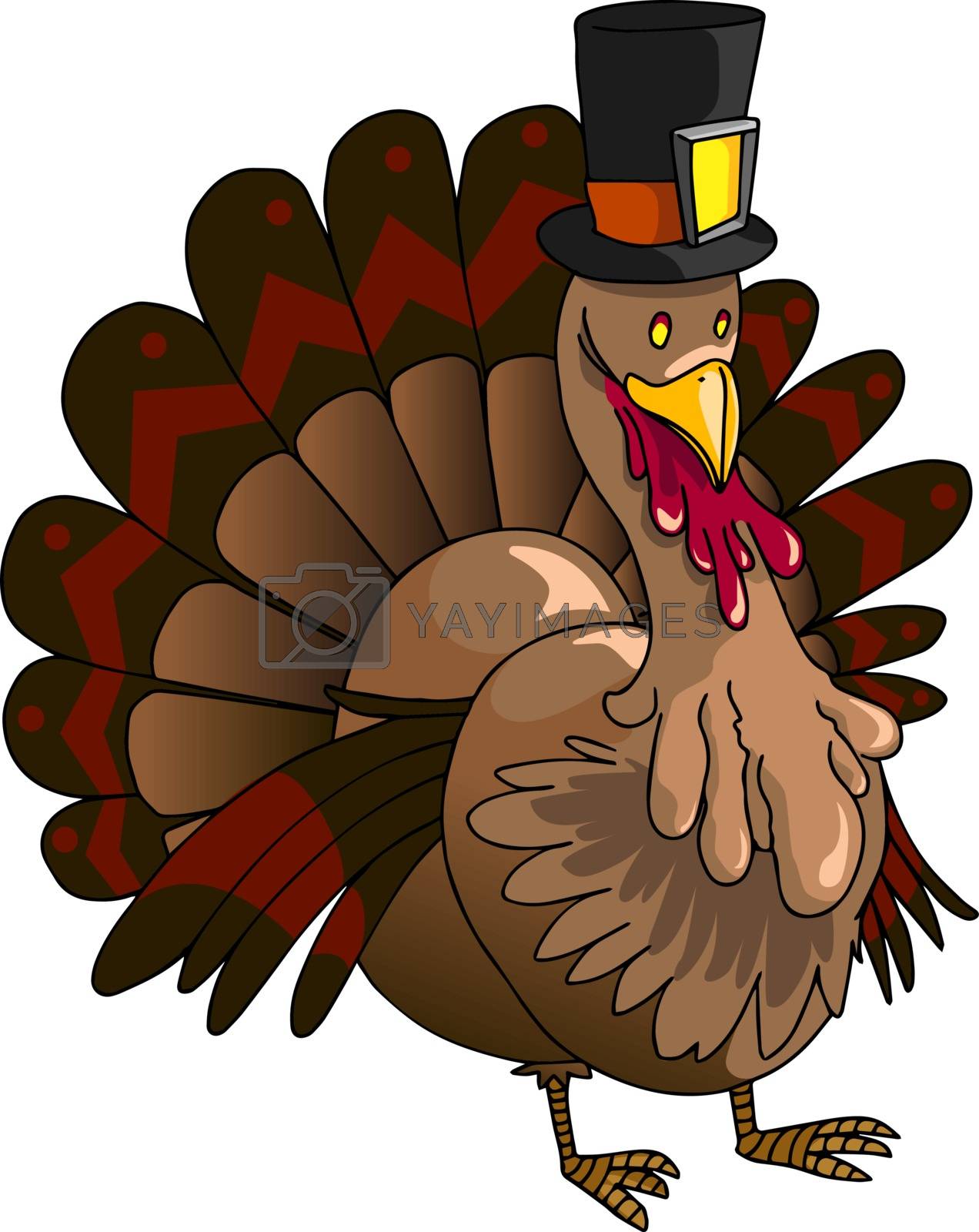 Royalty free image of Brown turkey with a hat, illustration, vector on white backgroun by Morphart