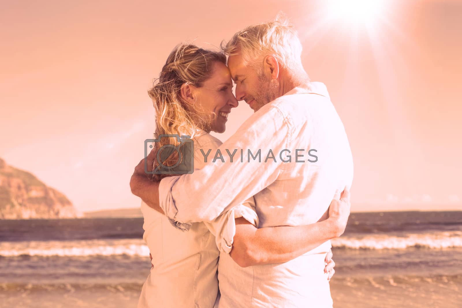 Royalty free image of Happy couple on the beach touching faces by Wavebreakmedia