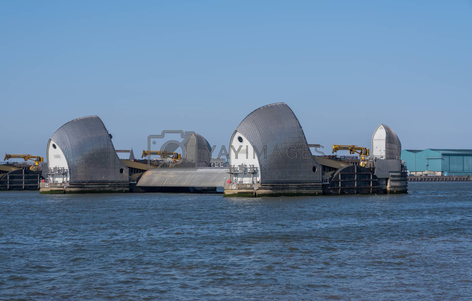 Royalty free image of Thames barrier across river in Greenwich by steheap