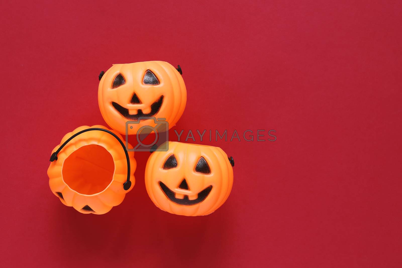 Royalty free image of Flat lay style of halloween party concept with decorative plasti by nuchylee