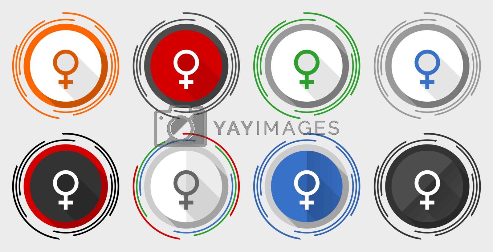 Royalty free image of Female vector icon set, modern design flat graphic in 8 options for web design and mobile applications by alexwhite
