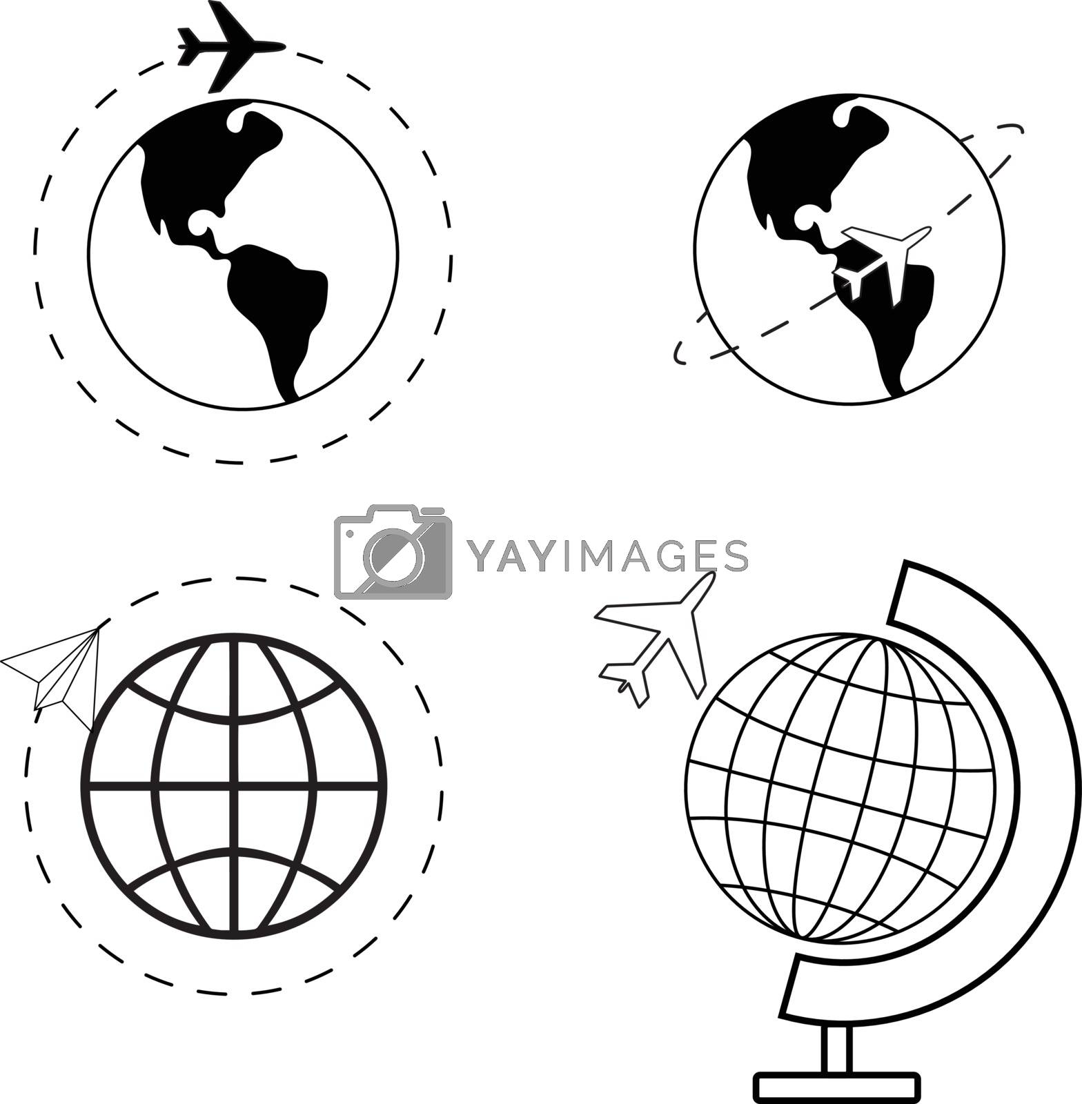 Royalty free image of Airplane flying around world image pack, vector illustration by cuckoo_111