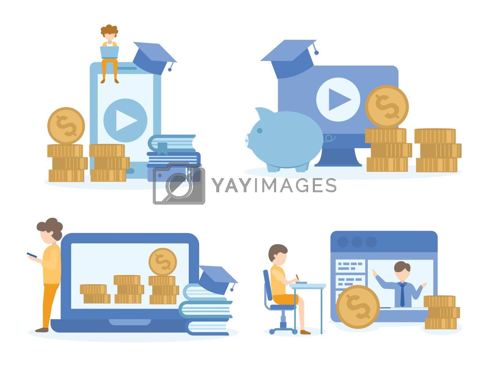 Royalty free image of Student learning investment online courses. Concept Illustration by doraclub