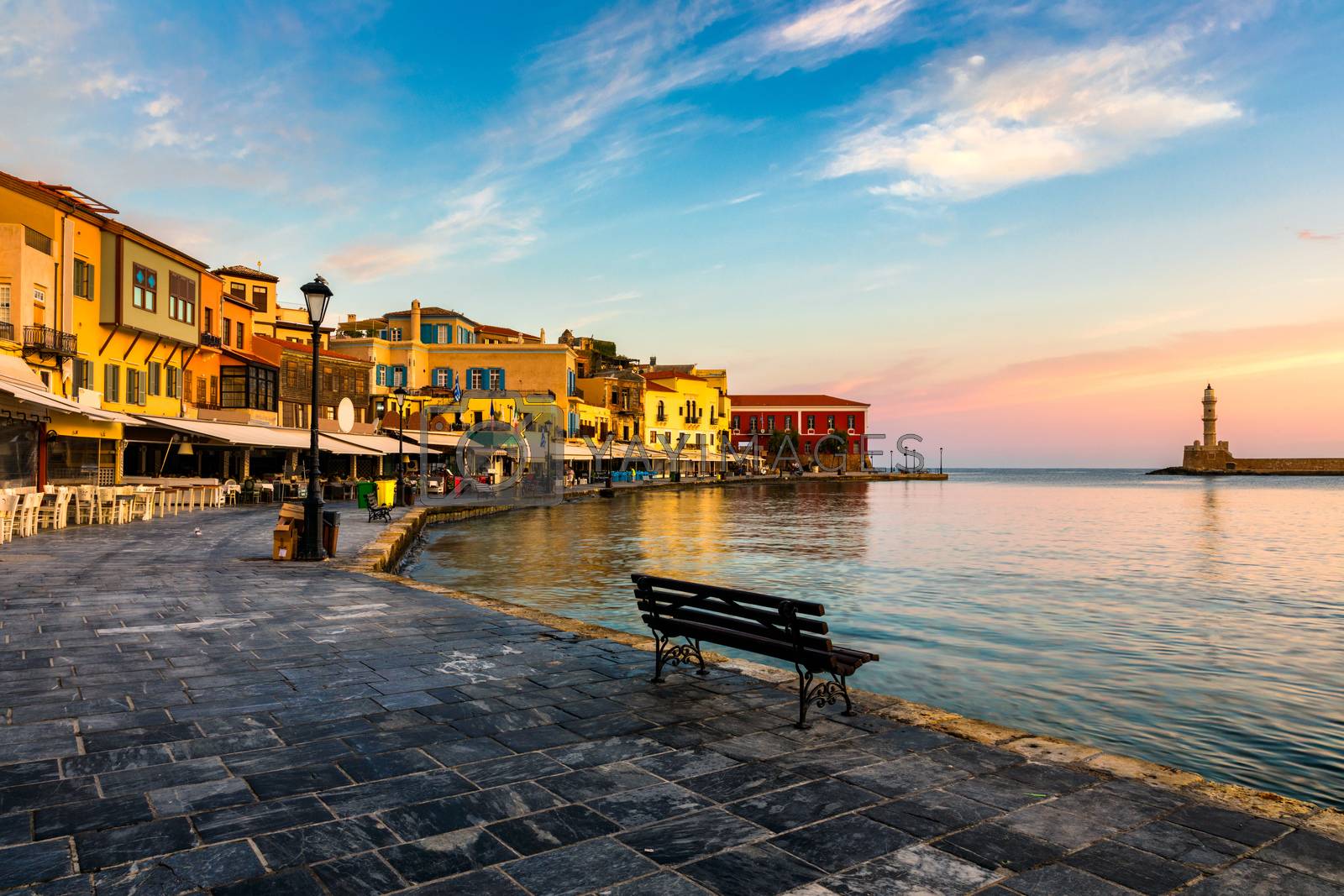 Royalty free image of Picturesque old port of Chania. Landmarks of Crete island. Greec by DaLiu