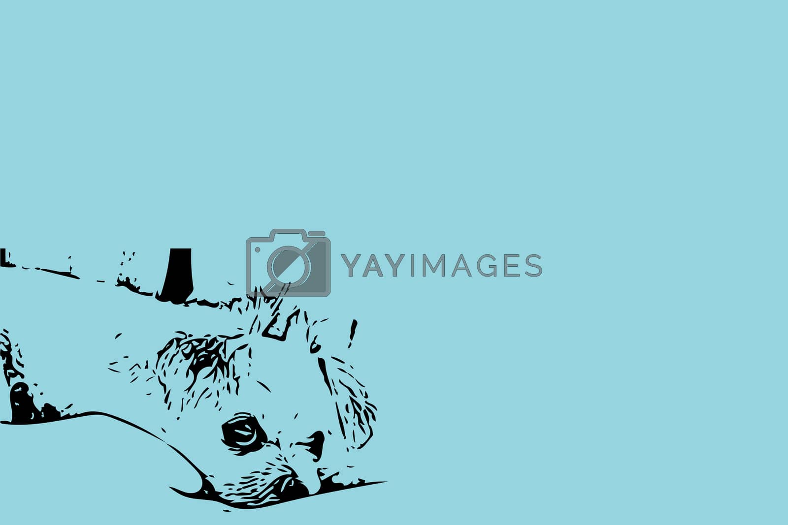 Royalty free image of Sketch drawing of sweet dog on cyan background by PongMoji