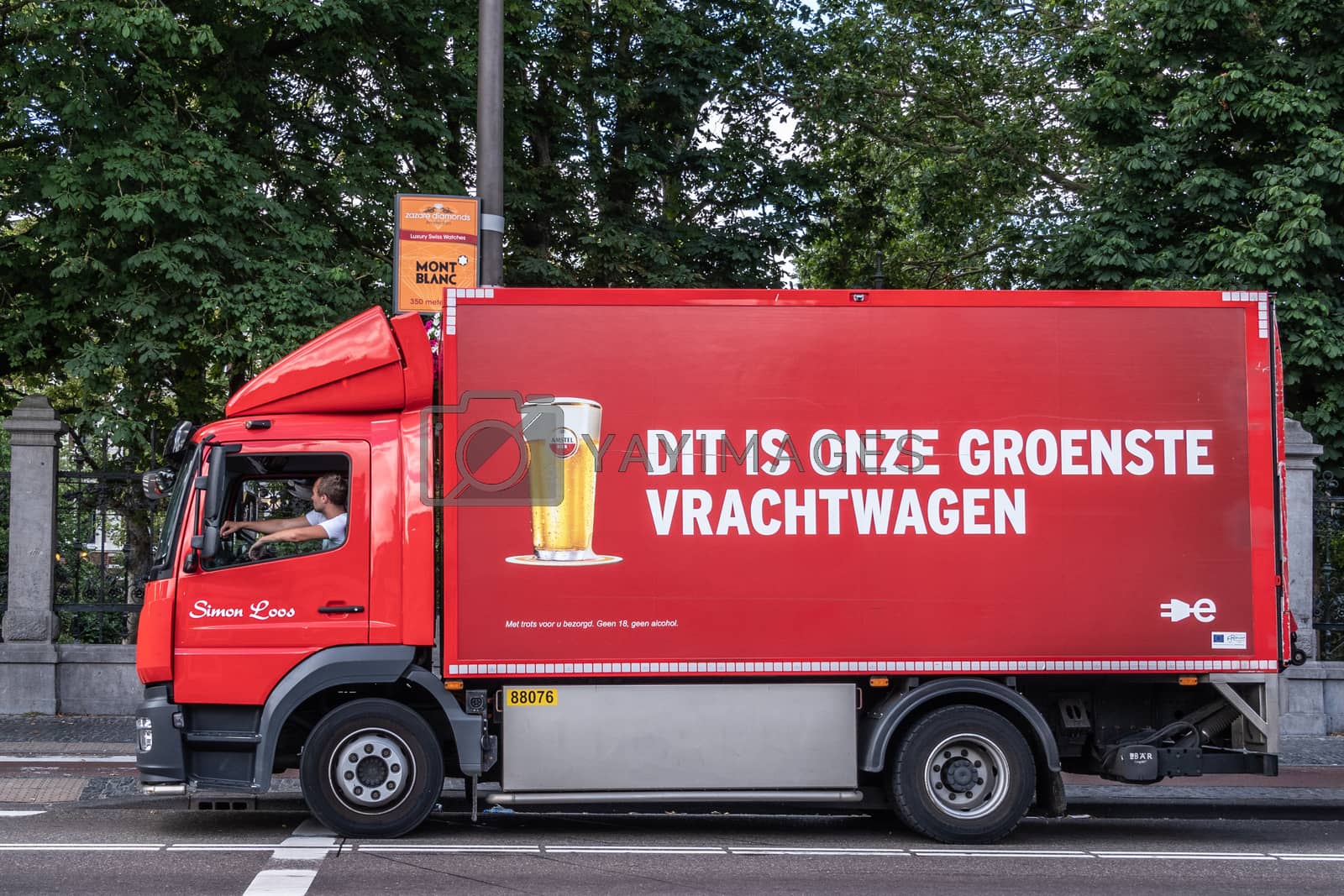 Royalty free image of Red Amstel Beer delivery truck in Amsterdam Netherlands. by Claudine