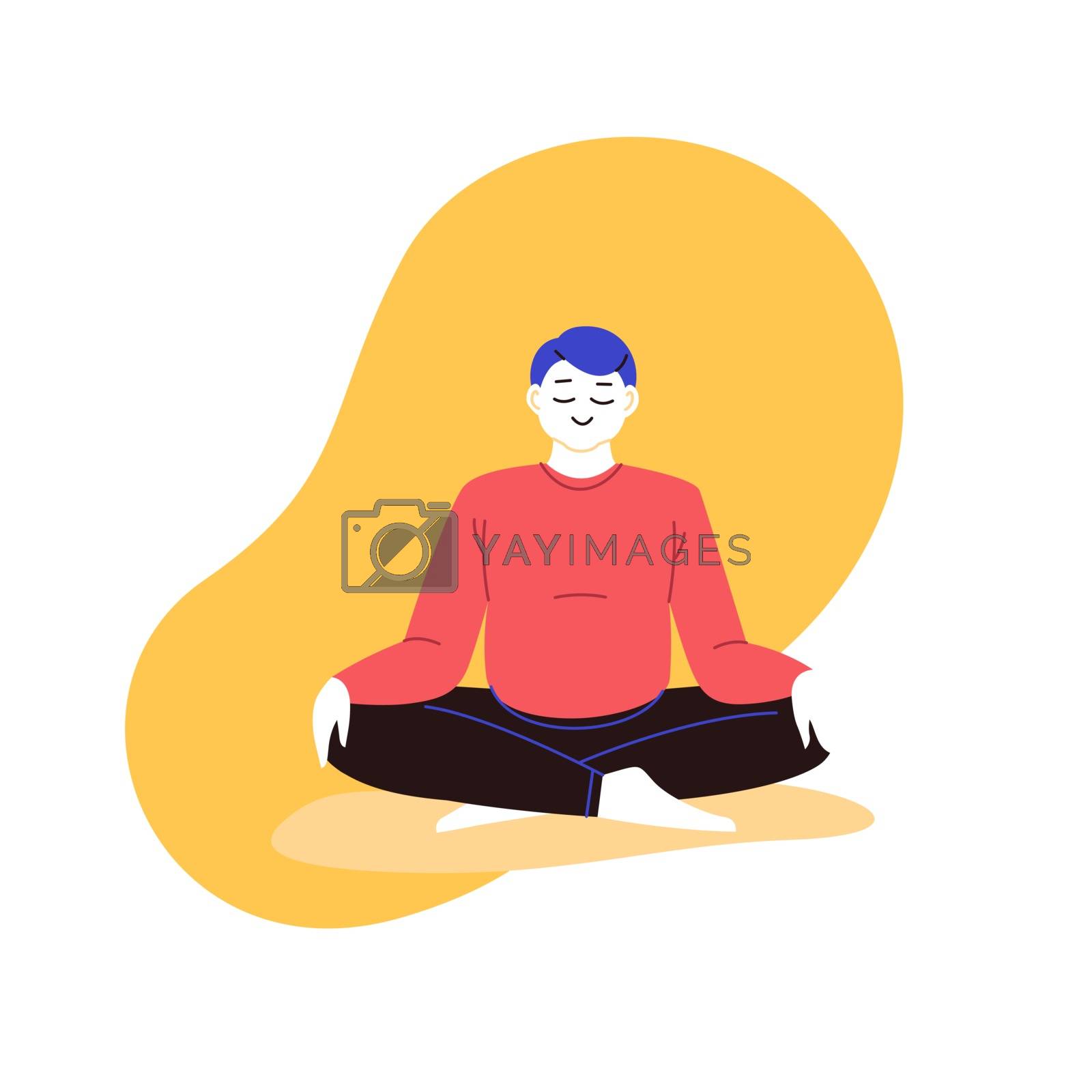 Royalty free image of Flat and line illustration of a person practicing yoga with an abstract geometric background by Boeva