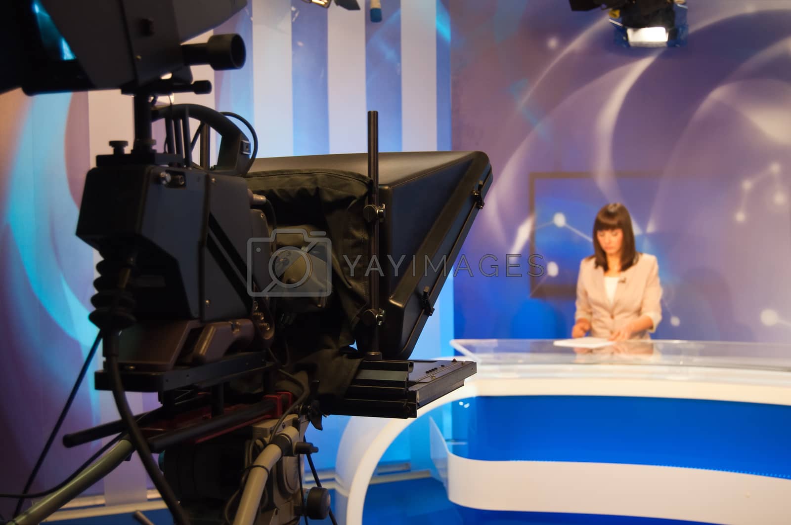 Royalty free image of Reporter presenting news by IxMaster