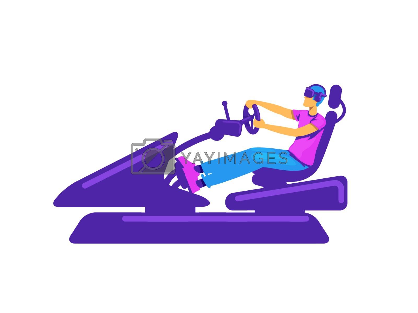 Royalty free image of Arcade car racing flat color vector faceless character by ntl
