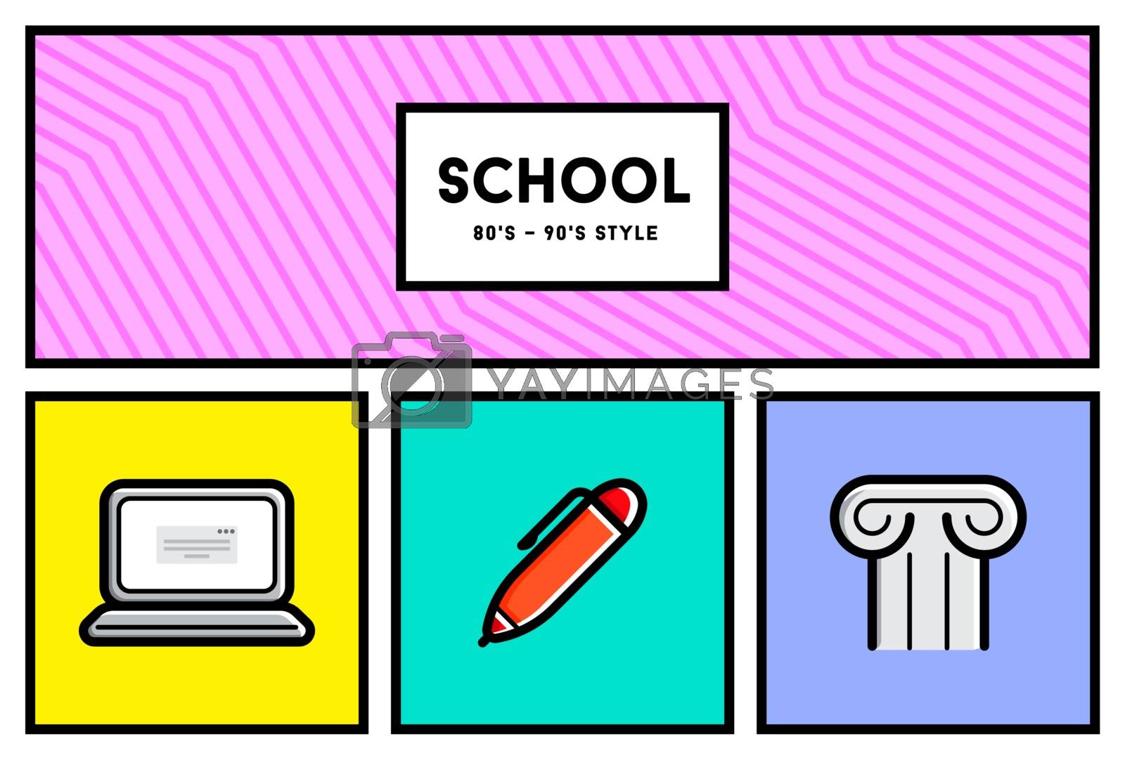 Royalty free image of Vector 80's or 90's Stylish School Education Icon Set with Retro by ckybes